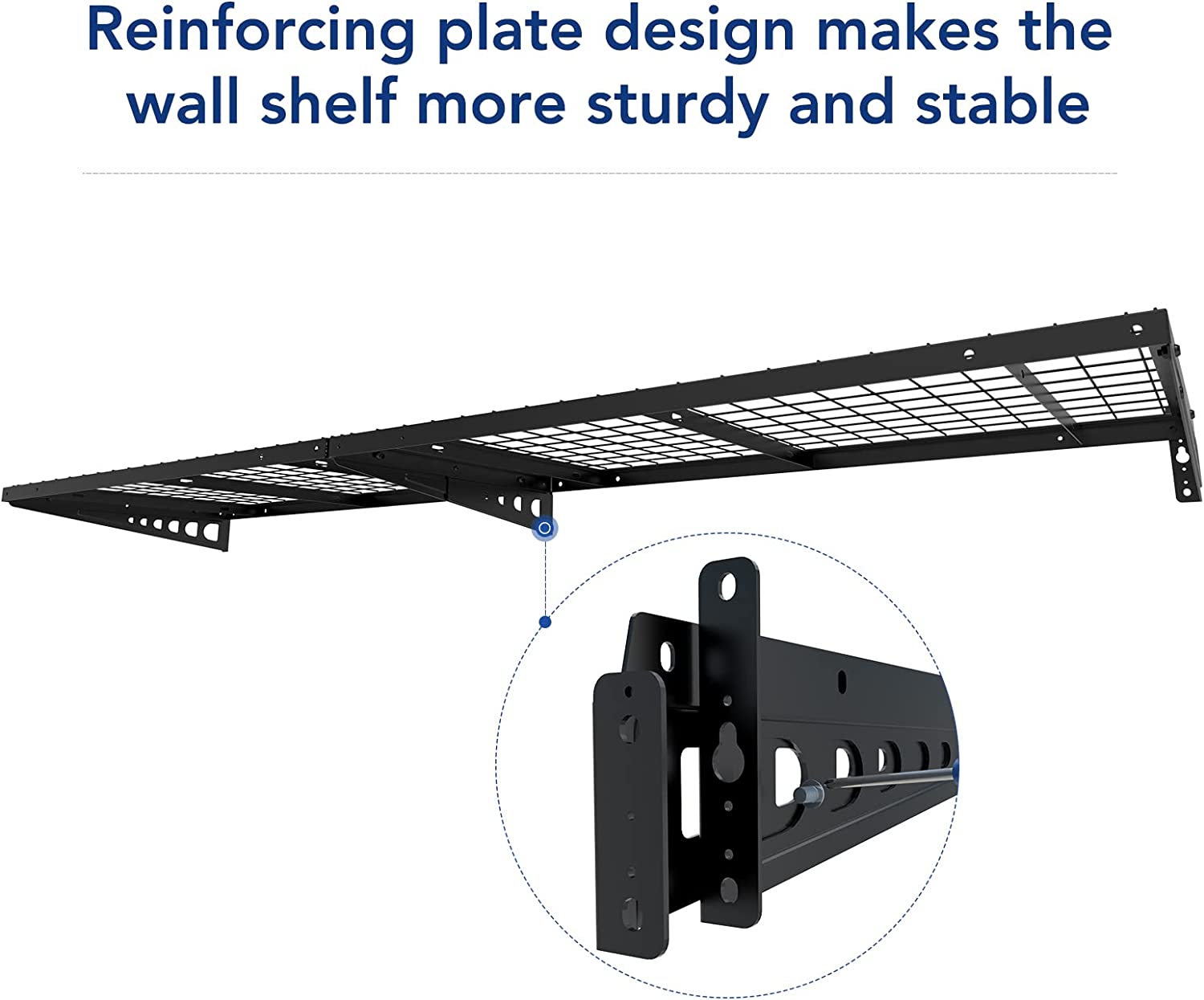 Single Tier Metal Garage Storage Wall Shelving Mounted Heavy Duty Sturdy Wall Shelves Strong Garage Organiser