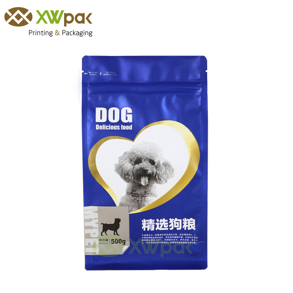 Custom printed stand up zipper dog food treats plastic packaging bag pet food pouch with window