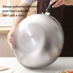 Silver Cooking Kitchen Metal Cooking Pan Glass Cover Non Stick Frying Pan