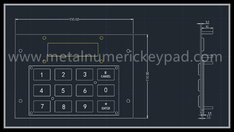 Digital Illuminated Led Display Stainless Steel Keypad 304 Grade Usb