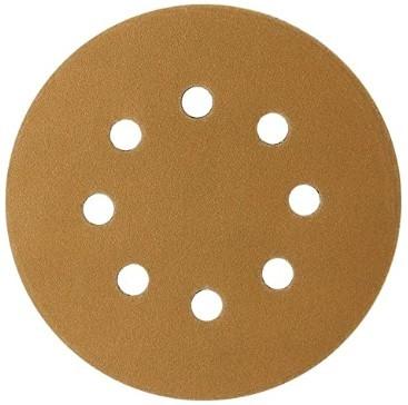 220 Grit 5 In Sanding Discs 8 Hole Yellow Aluminum Oxide Sanding Discs