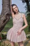 Latest fashionable aso ebi beaded lace wedding dress with shiny beaded Europe