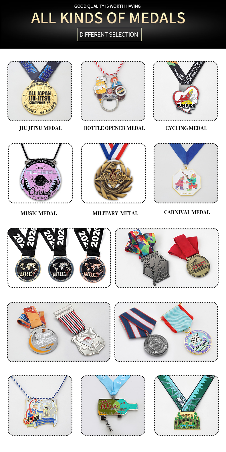 Custom Hanging Metal Sports Medal Soft Hard Enamel Carnival Medal With Ribbon
