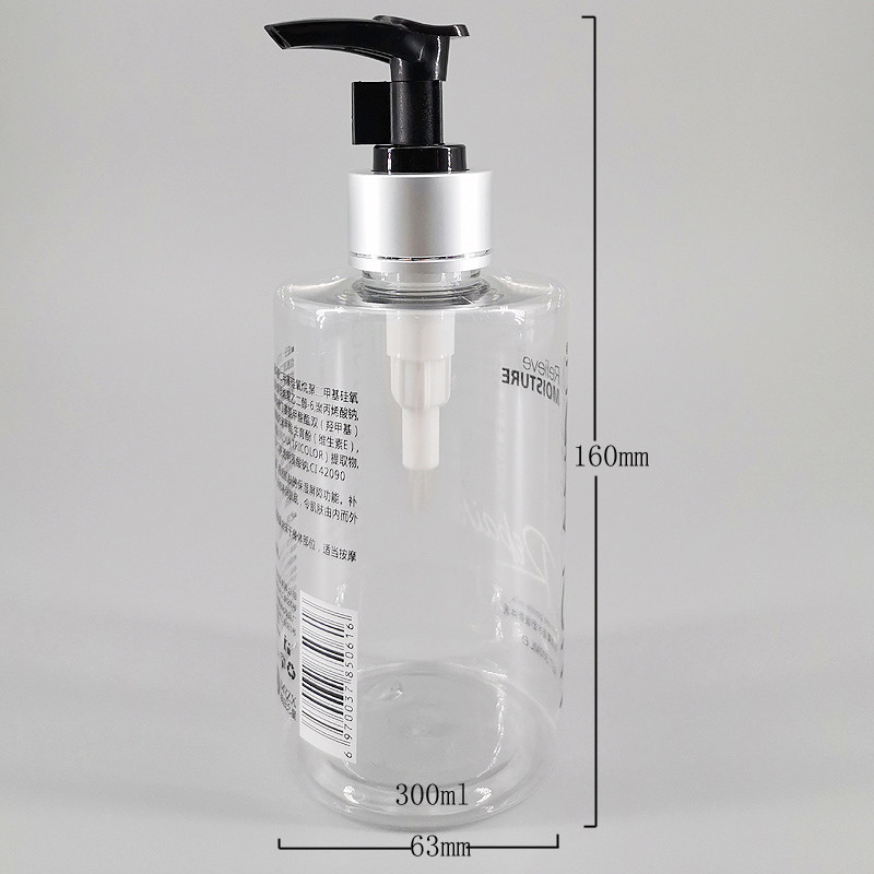 300ml Clear PET Shampoo Bottle Silk Screen Custom Made Pump 10oz Transparent Body Lotion Shower Gel Packaging Bottle