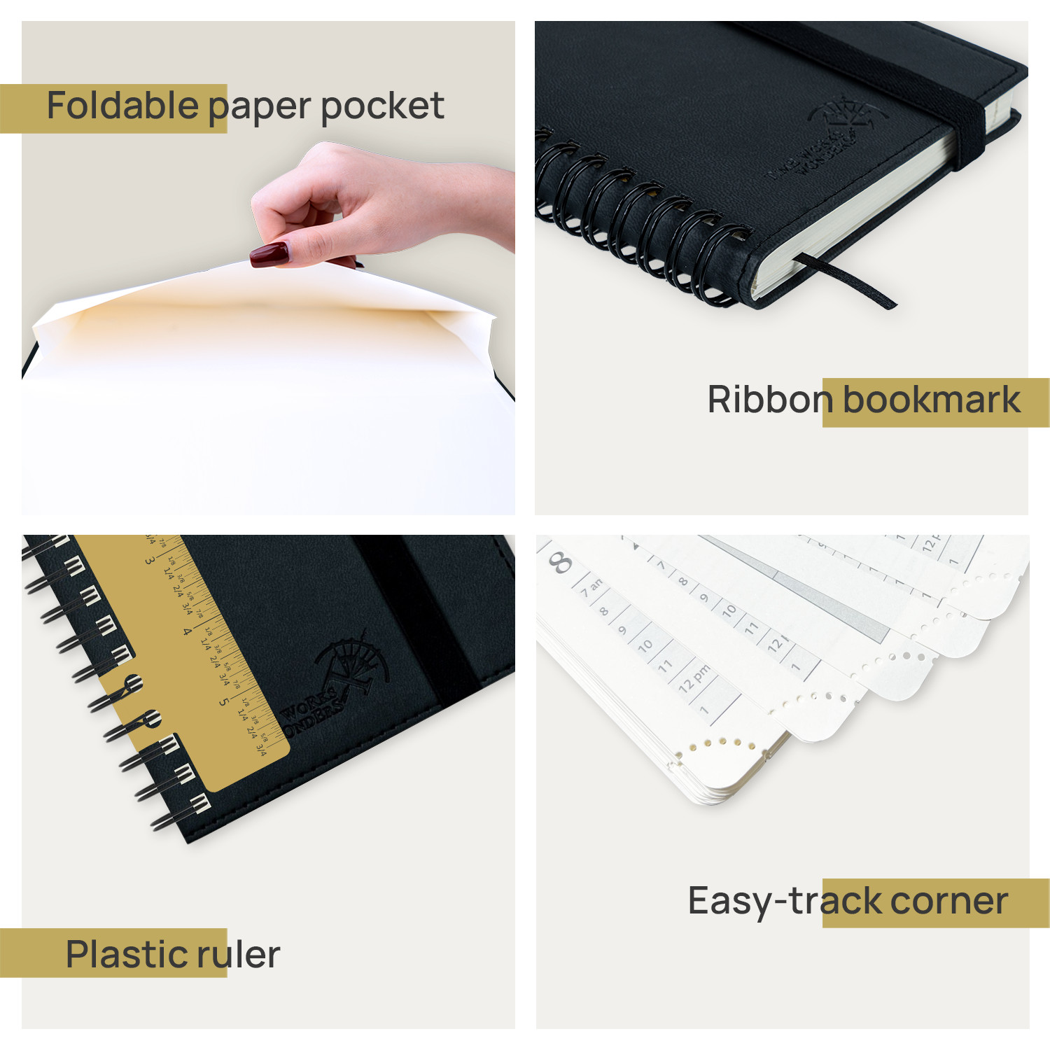 Large Writing Space Pocket Size Weekly Planner 2023 Vegan Leather Soft Cover Paper