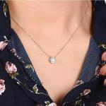 Women 1ct Diamond Moissanite Solitaire Necklace 925 Sterling Silver OEM
