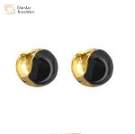 Summer Jewelry Enamel Round Ball Hoop Earrings 18k Gold Plated For Women