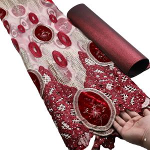 Quality High quality velvet mix tulle lace with velvet with stones heavy african lace fabrics for fabrics wholesale