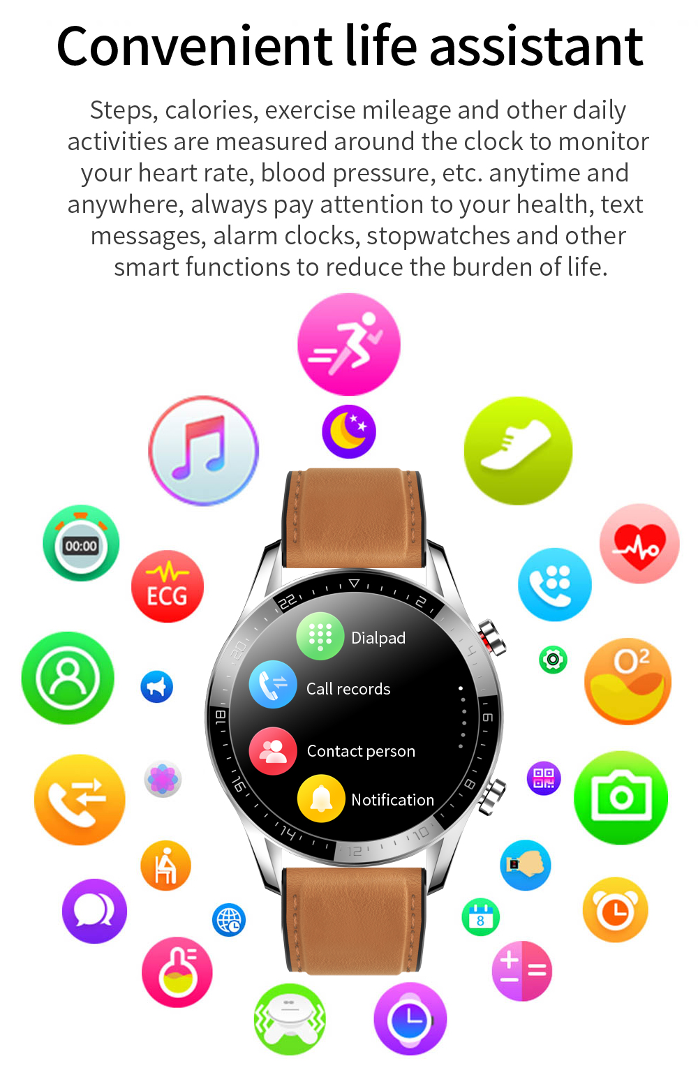 65G Bluetooth Calling Smartwatch 200mAH Health Monitoring Bracelet IP67 Waterproof Band