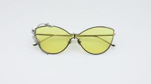 Quality Fashion Cateye Sunglasses metal rims One Piece Style Shades Colorful lens UV 400 wholesale