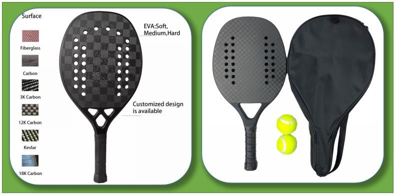 22mm Rocket Rackets Racchetta Padel For Outdoor Sport Carbon Texture Visible