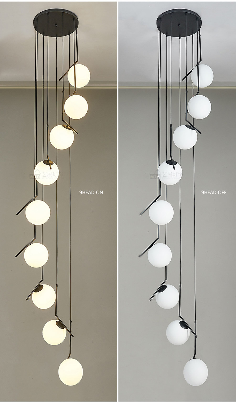 Long Pendant Lamp Modern Nordic Spiral Stair Hanging Light Dining Living Room Hotel Chandelier（WH-NC-69)