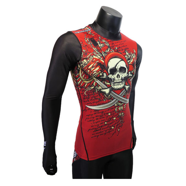 Flat Bottom Red Compression Sports Clothing Long Tops XXS To XXXL Available