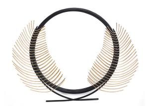Quality Round Home Classical Metal Black Gold Leaf Wall Mirror wholesale