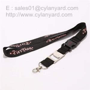 Quality Functional metal beer bottle opener lanyards, imprint lanyard with metal bottle opener, wholesale