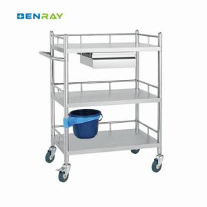 Quality 3 Layer Hospital Stainless Steel Medical Instrument Trolley wholesale