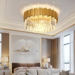 Modern LED crystal chandelier luxury gold stainless steel lustres celing