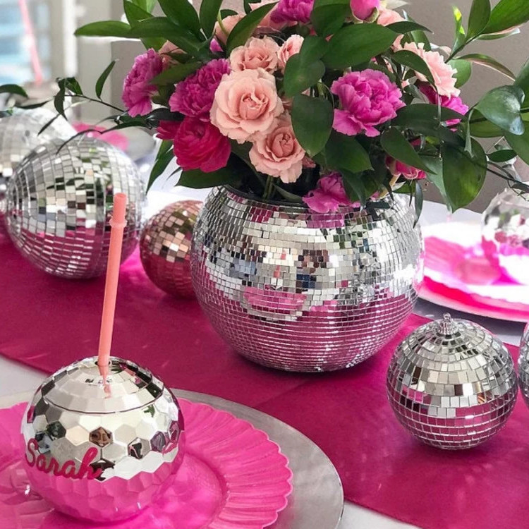 Party Decor 1970s Disco Ball Tumbler Cup Party Sipper Cups With Straw