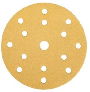 Quality 6inch 15hole Hook Loop Sandpaper Discs Gold Aluminum Oxide PSA Automotive wholesale