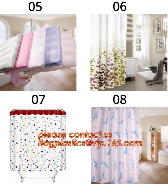 SCENERY PRINTING POLYESTER SHOWER CURTAIN, custom 3d eva shower curtain for bathroom, Popular cotton hooks polyester tex
