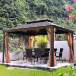 Outdoor Hardtop Gazebo Hardtop Gazebo Outdoor Galvanized Steel Metal Double Roof