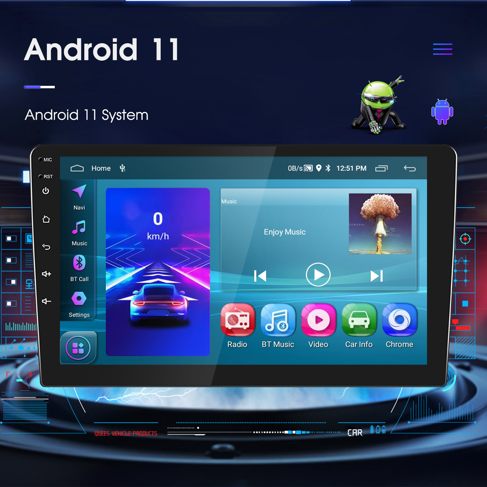 7/8/9/10/12/13 inch Wireless CarPlay Android Player with Build-in 2DIN GPS Navigation