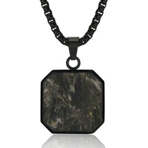 Quality Waterproof Forged Carton Fiber Jewelry Hypoallergenic Square Bar Geometric Necklace Pendant wholesale