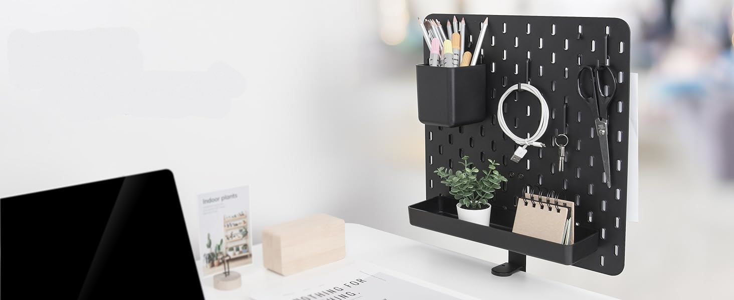 Metal Pegboard Organizer for Standing Desk Accessories Privacy Panel Work Desk Storage