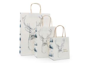 Quality Flat Bottom Fancy Christmas Wrapping Paper Bag Grossgrain Ribbon Handle wholesale