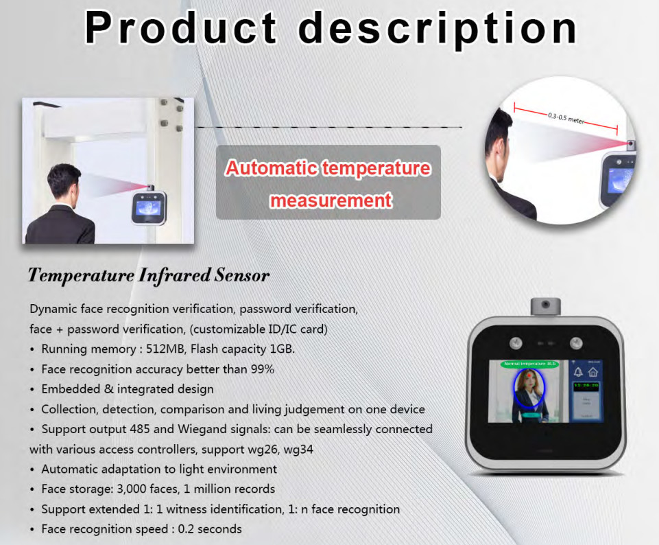 Facial Recognition 8KHZ 6 Zones UB500T Archway Metal Detector Gate Scanner