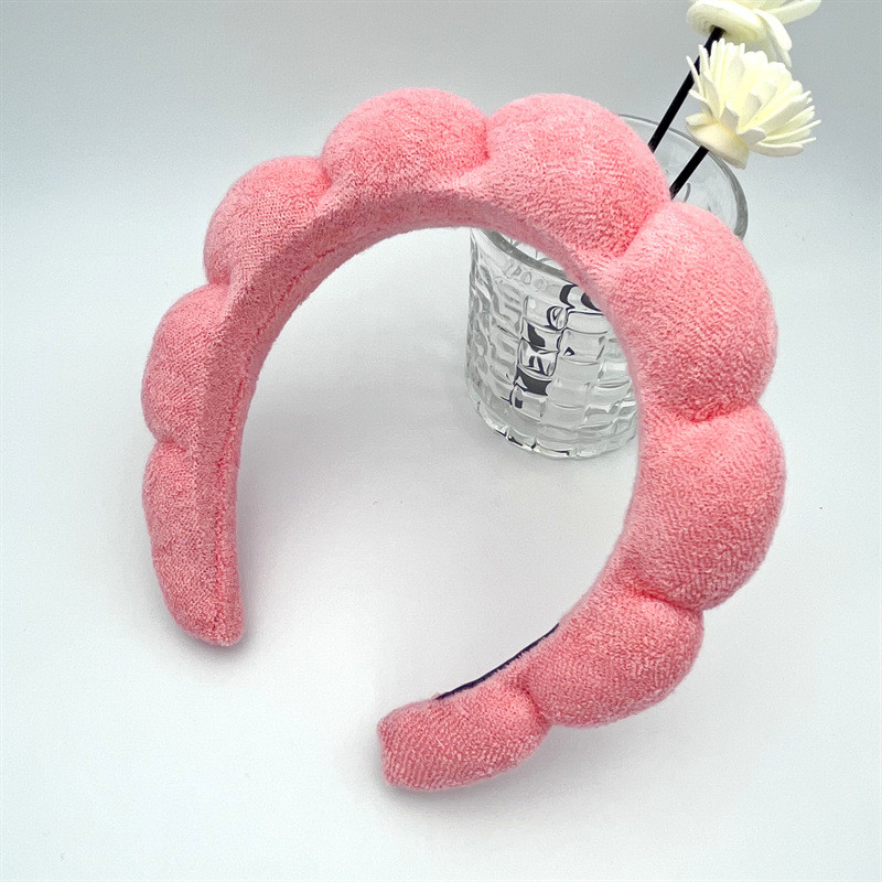 Spa Headband for Women Sponge Puffy Makeup Headband Spa Headband Terry Towel Cloth Fabric Head Band Yoga Washing Face
