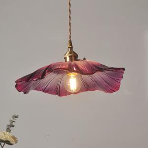 Quality Vintage LED Pendant Lights Lotus Glass Hanging Lamps Home lotus lamp（WH-GP-106) wholesale