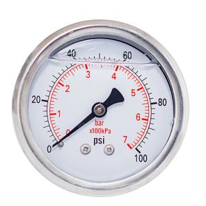 Quality 2-1/2 Inch Face Dial 100kpa 7Bar glycerin Liquid Filled Pressure Gauges 1/4 NPT wholesale