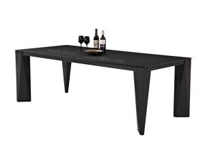 Quality Modern Rectangular Glass Dining Table 2.2 Meter Black Frosted Wear Resistance wholesale