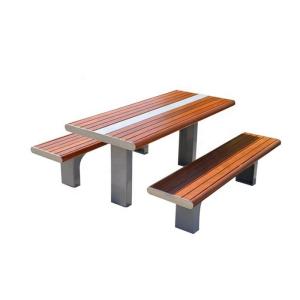 Quality Customized Wood Dining Table Bench Set For Garden Courtyard Restaurant wholesale