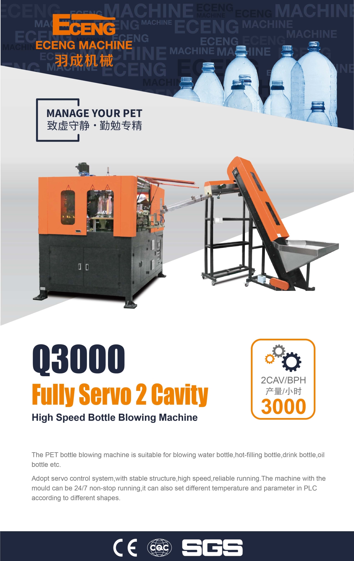 2 Cavity Automatic PET Blowing Machine Stretch To Make 2L Plastic Bottle