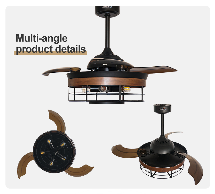 Popular Acrylic Blades LED Energy Saving Invisible Ceiling Fan 1stshine Metal Element