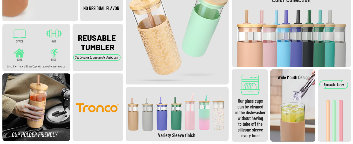 Food Grade White 20 Oz Glass Tumbler With Lid Silicone Protective Sleeve Bamboo Lid Glass Water Bottle For Both Hot And Cold Beverages