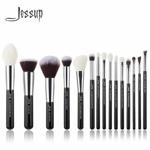 Quality Jessup Full Size Black And Silver Makeup Brushes For Beauty School wholesale