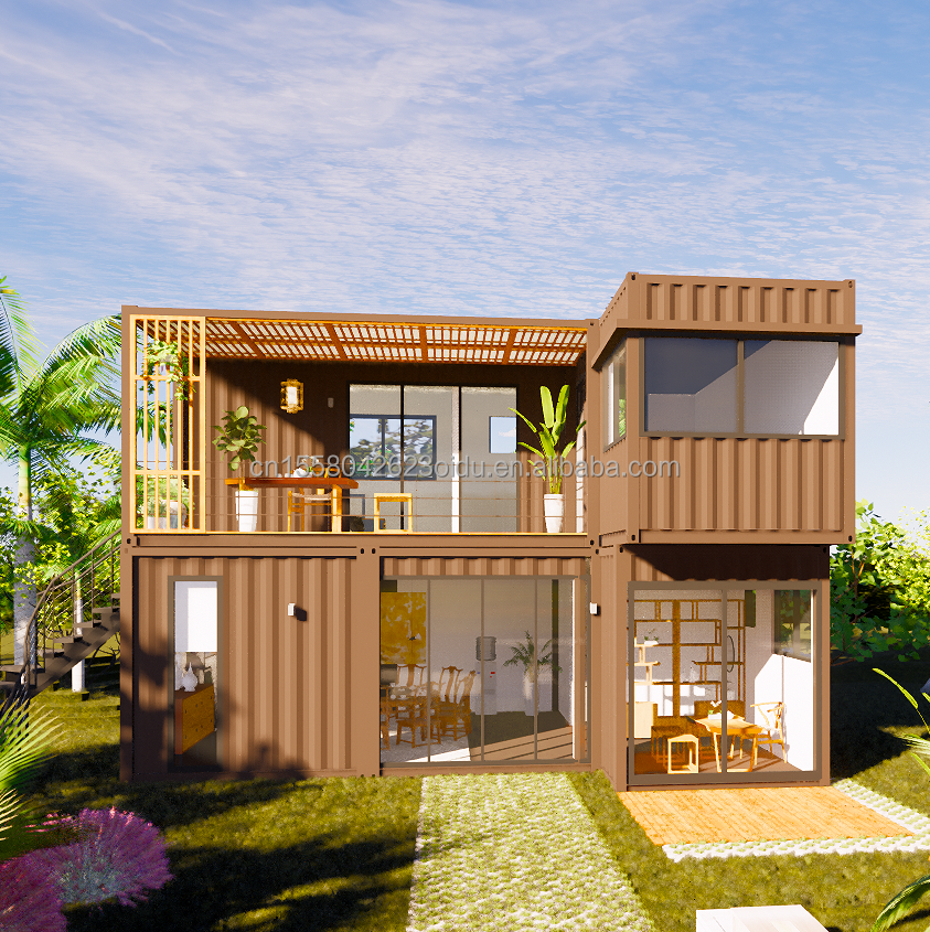 Customized Color 20ft Flat Pack Living Steel Frame Modular Home Prefab Sandwich Panel Shipping 3 Bedroom Container House