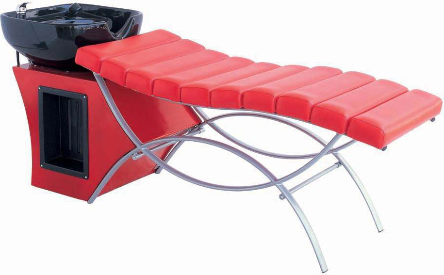 Professional Custom Salon Shampoo Bed Full Lie Down For Hair Washing , Red Color