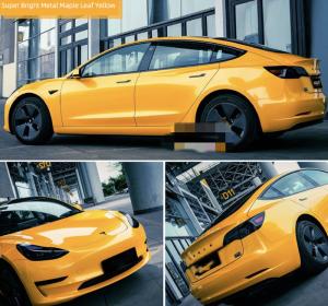 Quality Metallic Maple Leaf Yellow Gloss Car Vinyl Wrap Keep Paint Away From Scratches wholesale