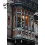 Wrought Iron Bay Window Green Metal Sun Room Glass Window Modern Popular Design
