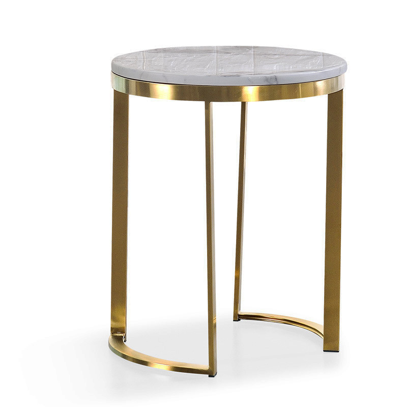 Sleek Sofa Side Table Marble Stainless Edge Contemporary End Tables