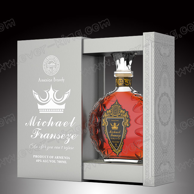 Decorative Custom Cardboard Liquor Glass Bottle Packaging Boxes For Whiskey Cognac