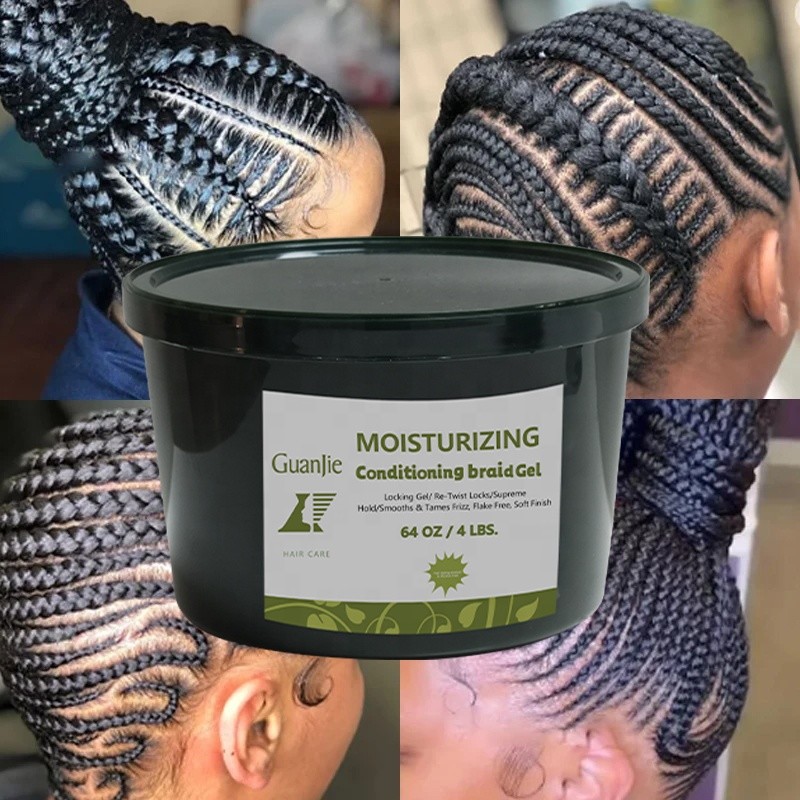 Private Label Loc Twist N Control Edge Braiding Gel Hair Braid Styling Max Hold Big Size Braiding Neat Gel 64 Oz
