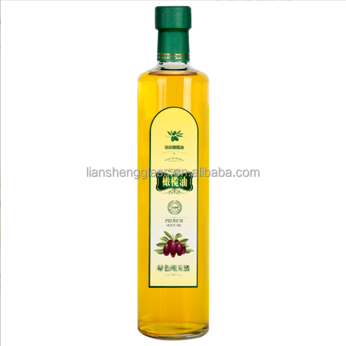 Sealing Type Pull Ring Square Clear Glass 250ml 500ml Olive Oil Bottle With Lid