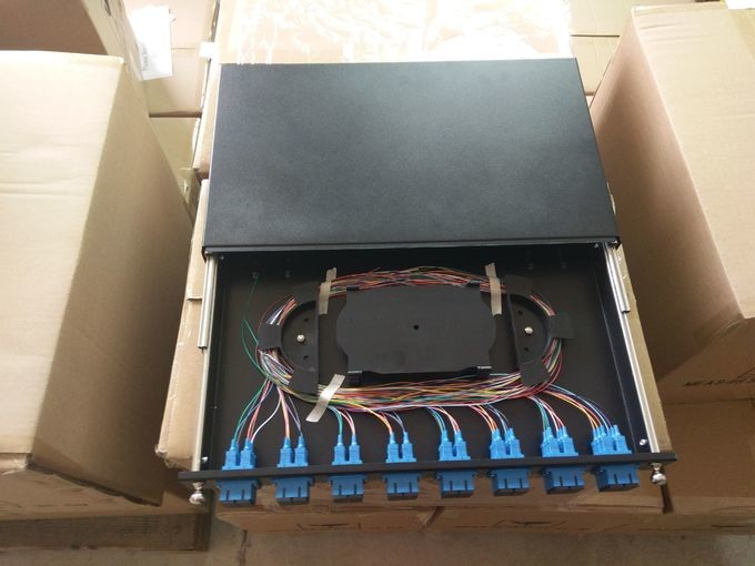 FTTB 96f Optical Fiber Cable Terminal Black Cold Roll Steel 1U