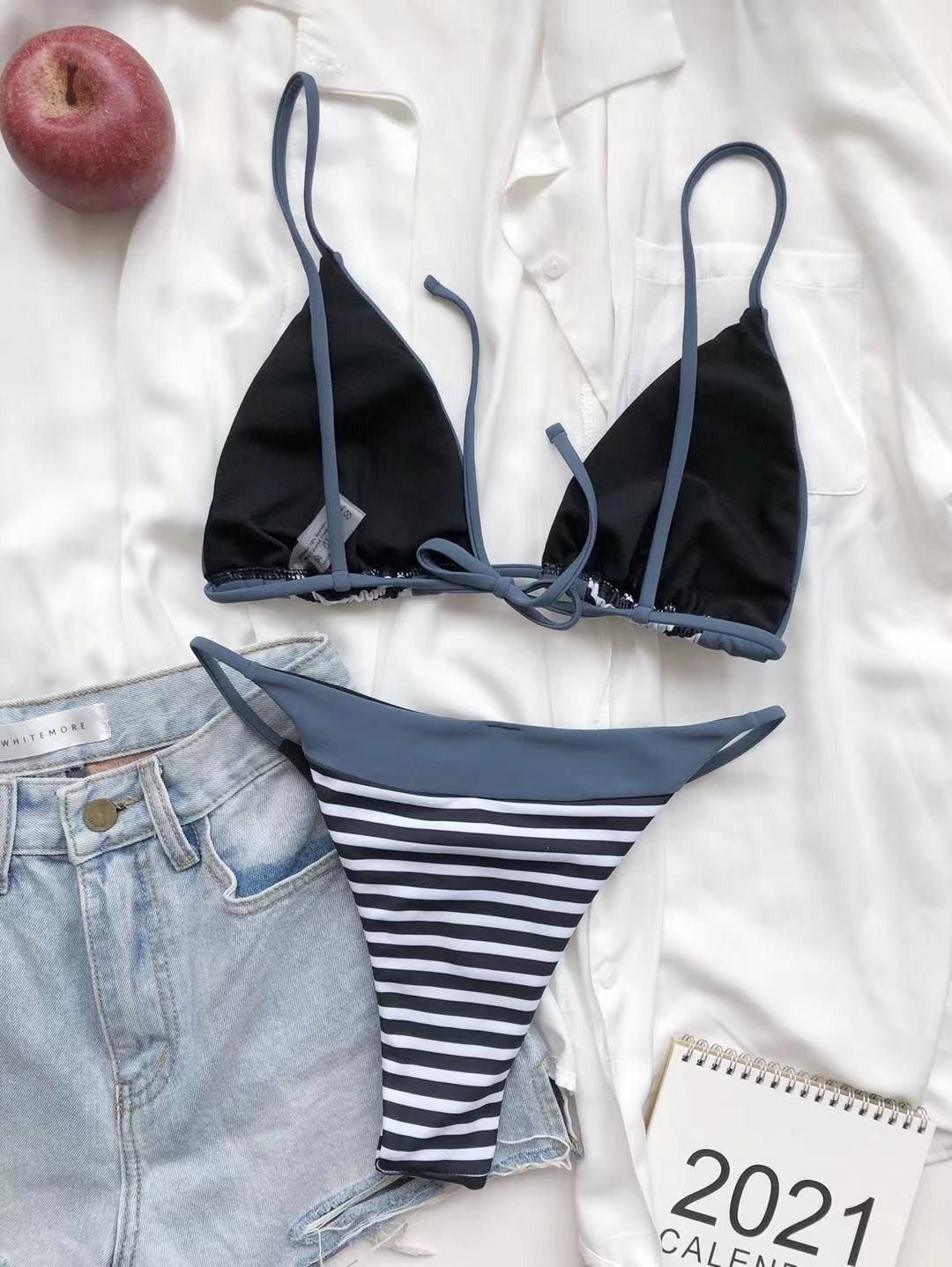 navy blue style Swimming Suits Bikini Two Piece Swim Suit Five Pointed Star Pendant cool fashion bikini UPF50++ summer