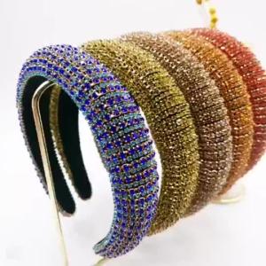 Quality Luxury Rhinestone Silk Makeup Headband 100g Weight 3cm Width wholesale